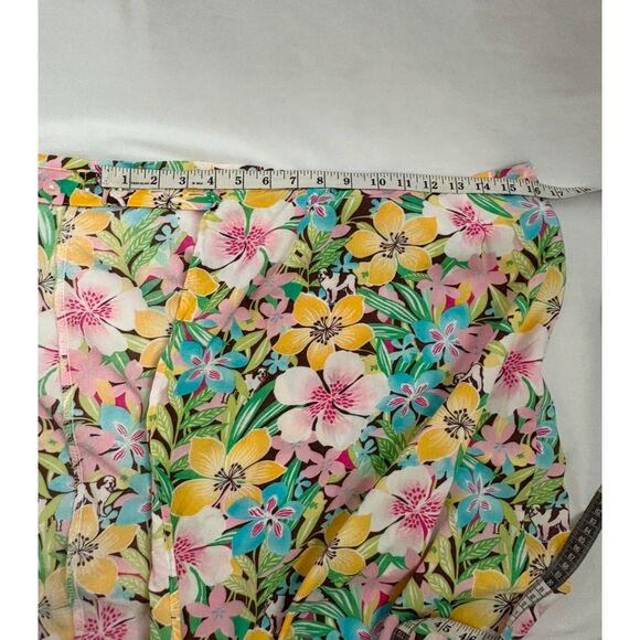 Vintage Big Dogs Wrap Midi Skirt Size M Retro Floral Tropical Long Feminine Cute - Picture 10 of 11